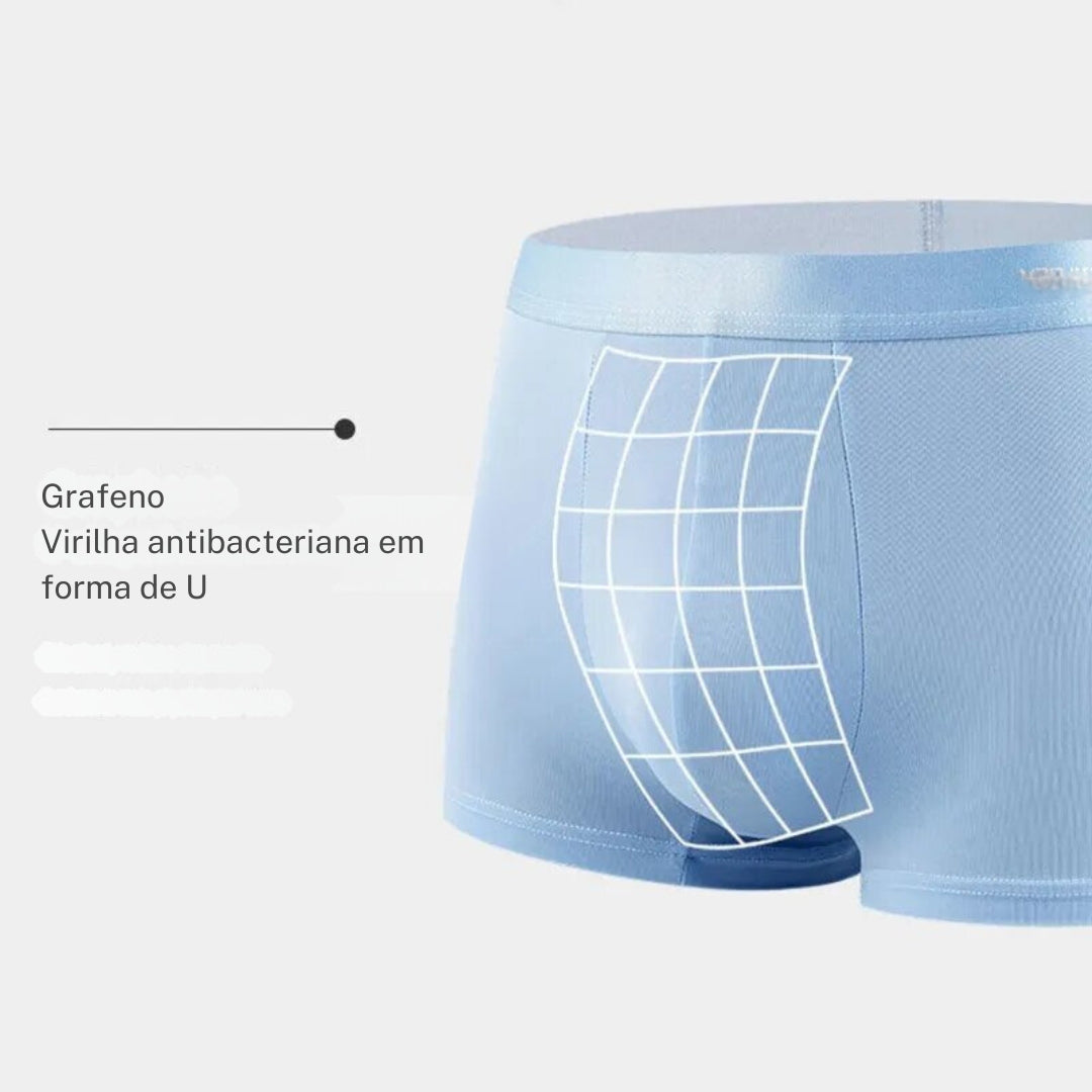 boxers masculinos, boxer de algodão, boxers com grafeno, cueca antibacteriana, boxer com cós médio, cueca masculina confortável, cueca para treino, boxer para atividades físicas, cueca U convexo, cueca respirável