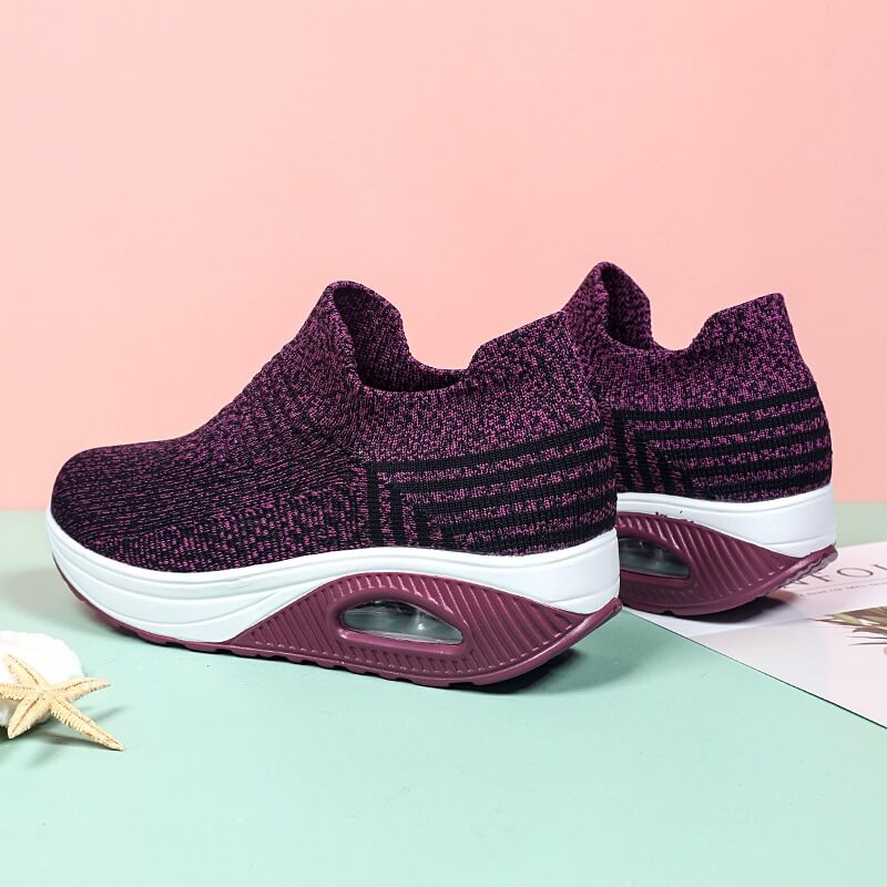 Tênis feminino para caminhada, tênis com plataforma, tênis respirável, tênis confortável, tênis para iniciantes, calçado esportivo feminino, tênis para caminhada plana, tênis feminino com elevação, moda fitness feminina, tênis com palmilha de látex
