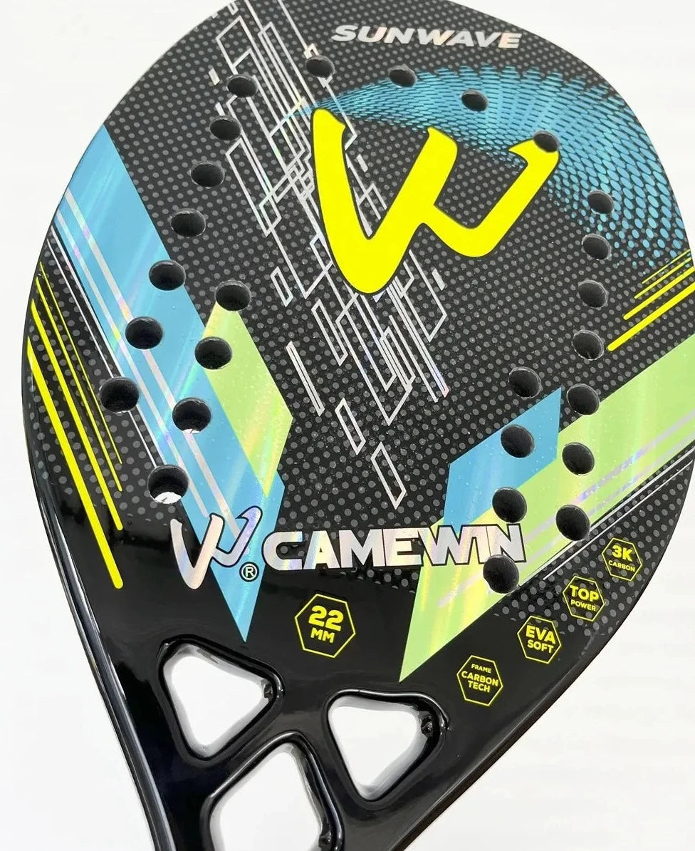 Raquete de Beach Tennis, raquete de fibra de carbono, raquete leve, controle superior, equipamento de beach tennis, raquete com núcleo EVA, acessórios de beach tennis, raquete de alta performance, esportes de praia, raquete durável