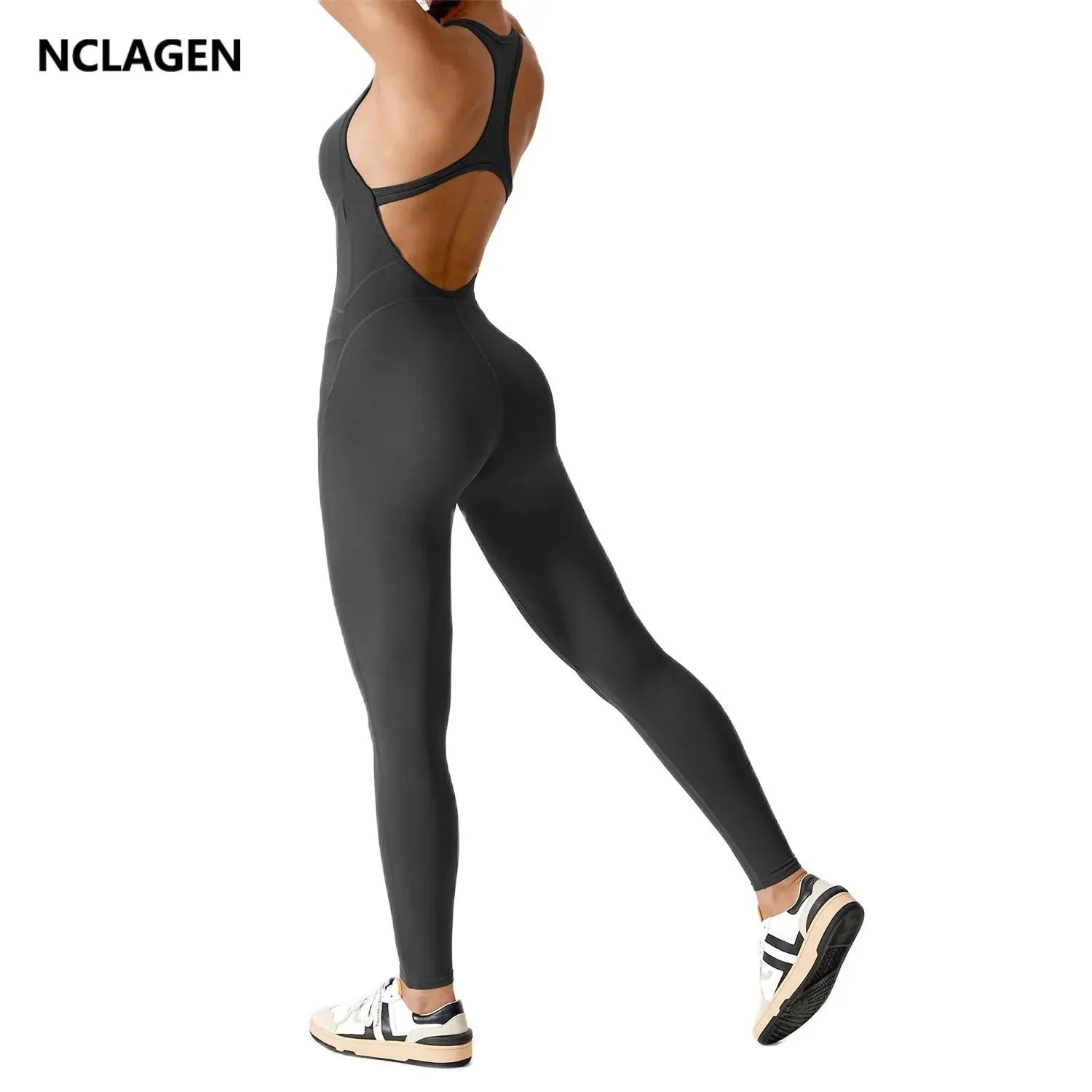 Macacão Fitness Feminino Sem Mangas com Nylon e Spandex