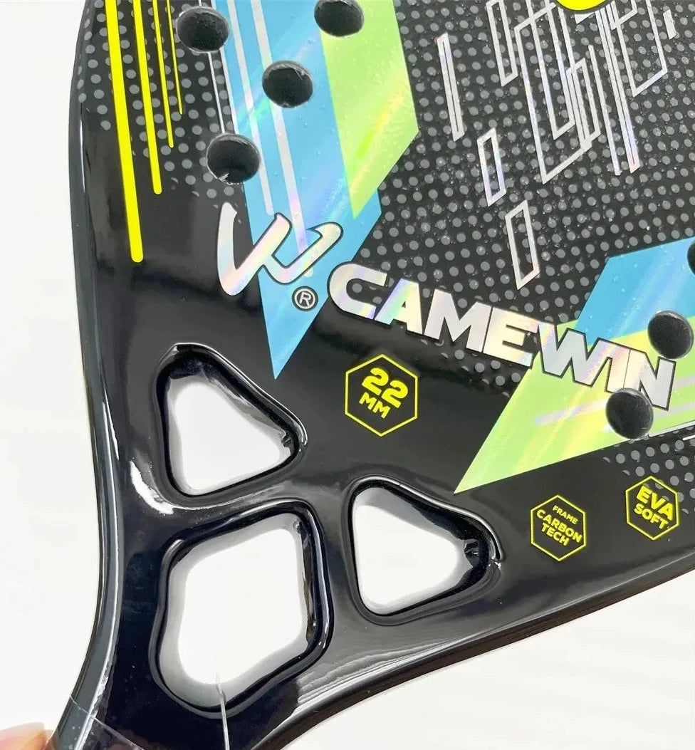 Raquete de Beach Tennis, raquete de fibra de carbono, raquete leve, controle superior, equipamento de beach tennis, raquete com núcleo EVA, acessórios de beach tennis, raquete de alta performance, esportes de praia, raquete durável