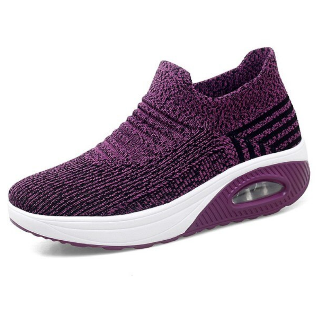 Tênis feminino para caminhada, tênis com plataforma, tênis respirável, tênis confortável, tênis para iniciantes, calçado esportivo feminino, tênis para caminhada plana, tênis feminino com elevação, moda fitness feminina, tênis com palmilha de látex