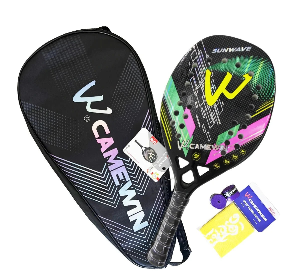 Raquete de Beach Tennis, raquete de fibra de carbono, raquete leve, controle superior, equipamento de beach tennis, raquete com núcleo EVA, acessórios de beach tennis, raquete de alta performance, esportes de praia, raquete durável