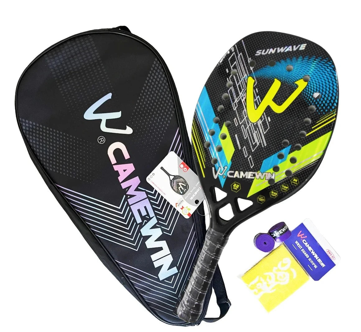 Raquete de Beach Tennis, raquete de fibra de carbono, raquete leve, controle superior, equipamento de beach tennis, raquete com núcleo EVA, acessórios de beach tennis, raquete de alta performance, esportes de praia, raquete durável