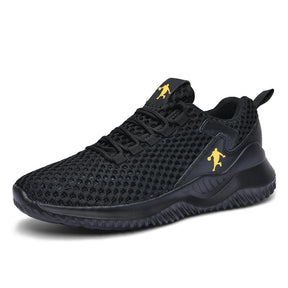 Tênis casual masculino, tênis respirável, tênis com estampa, tênis de verão, calçado masculino leve, tênis com cadarço, tênis de malha, moda casual masculina, calçado confortável, tênis de borracha
