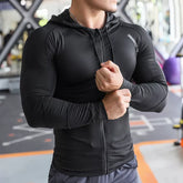 Jaqueta esportiva masculina, jaqueta com capuz, jaqueta para corrida, jaqueta de poliéster, jaqueta respirável, jaqueta de secagem rápida, roupa esportiva masculina, jaqueta para outono, jaqueta para inverno, moda fitness masculina