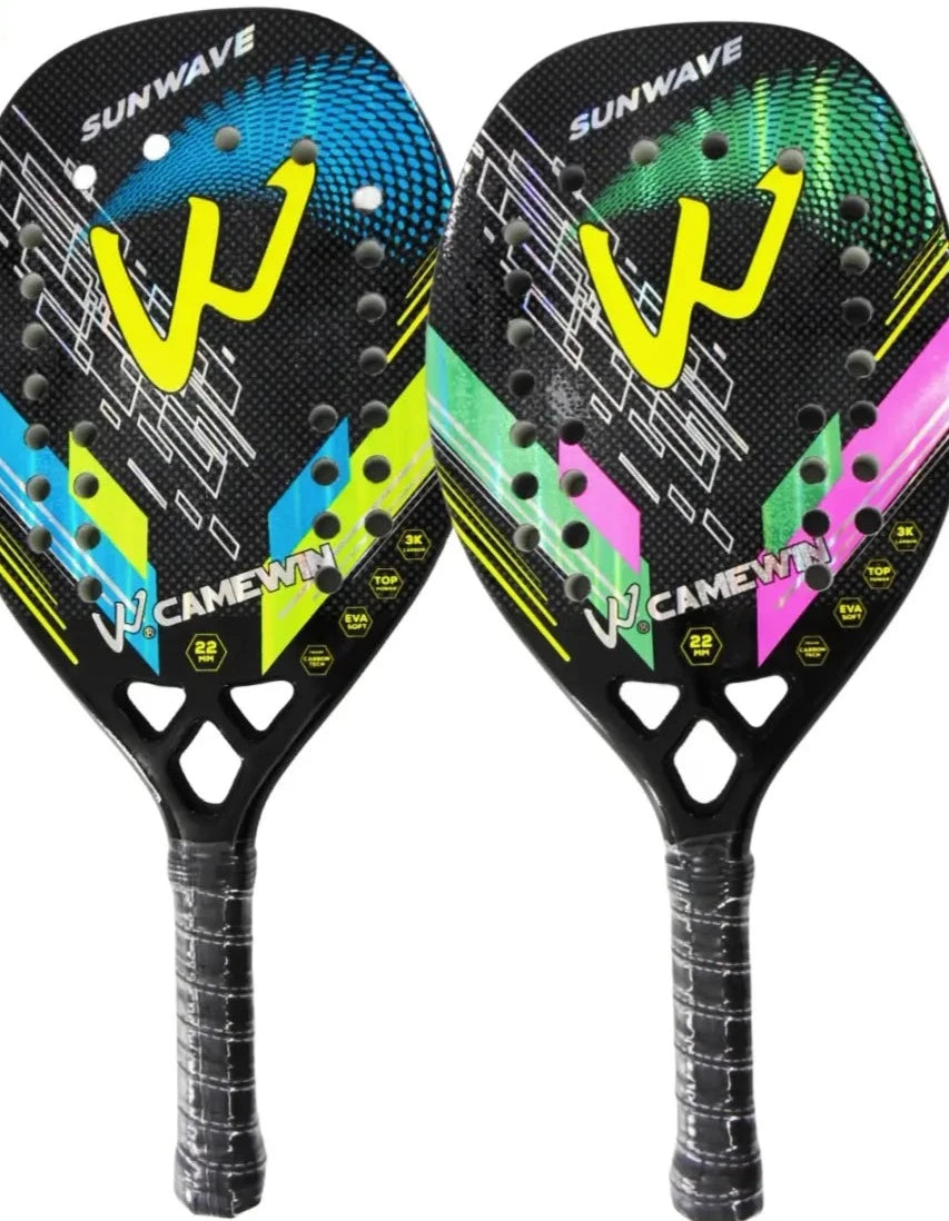 Raquete de Beach Tennis, raquete de fibra de carbono, raquete leve, controle superior, equipamento de beach tennis, raquete com núcleo EVA, acessórios de beach tennis, raquete de alta performance, esportes de praia, raquete durável