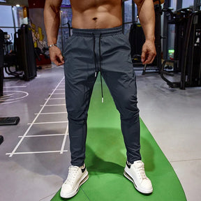 Calça de Corrida Masculina com Cintura Elástica - Ajuste Confortável em Poliéster e Spandex