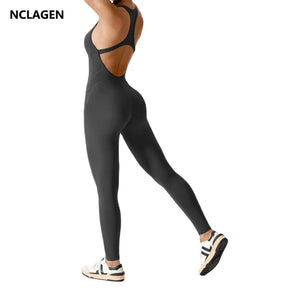 Macacão Fitness Feminino Sem Mangas com Nylon e Spandex