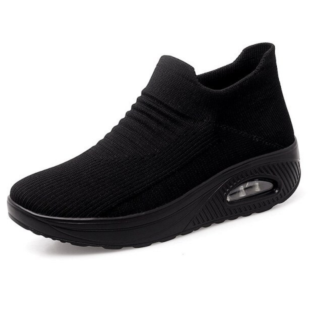 Tênis feminino para caminhada, tênis com plataforma, tênis respirável, tênis confortável, tênis para iniciantes, calçado esportivo feminino, tênis para caminhada plana, tênis feminino com elevação, moda fitness feminina, tênis com palmilha de látex