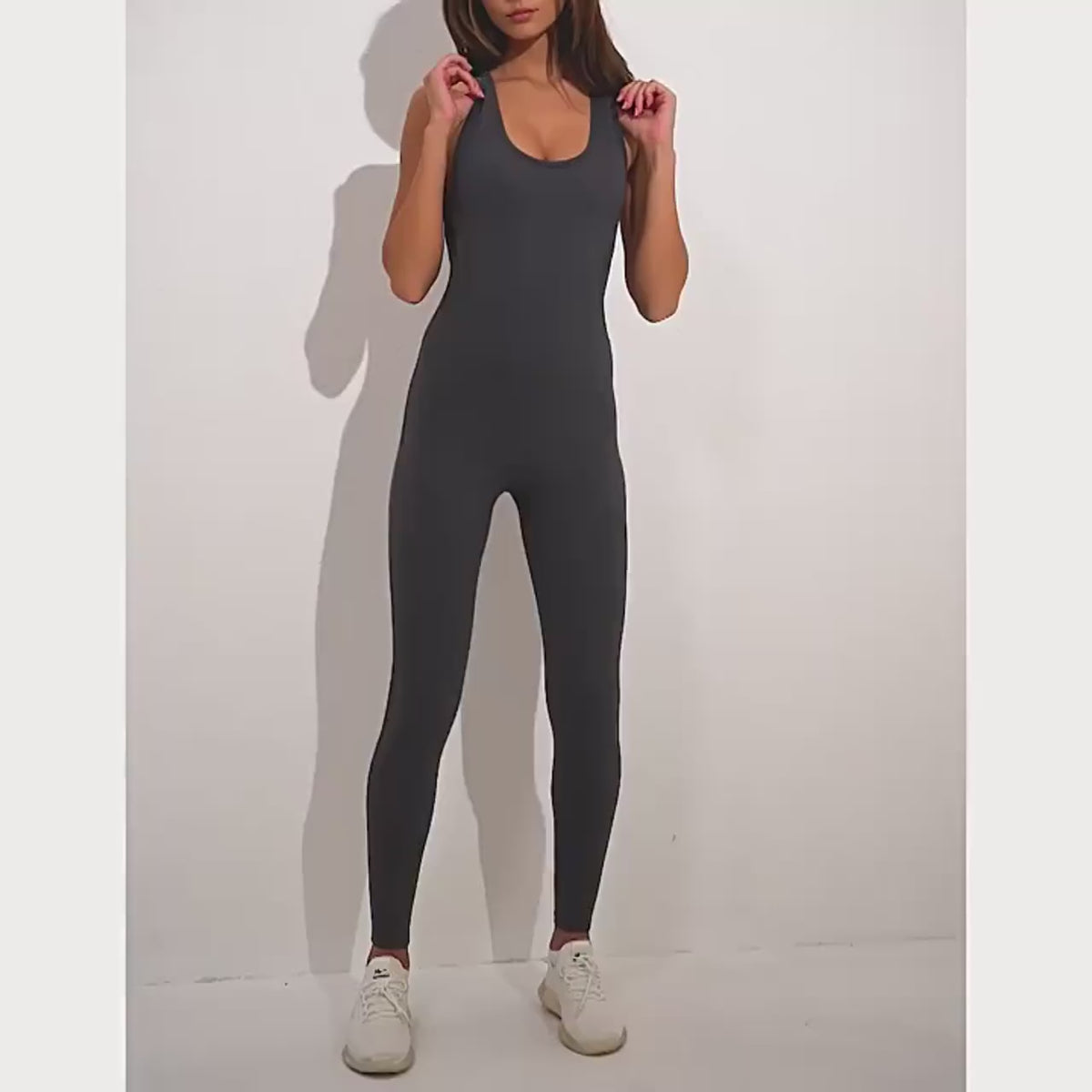 Macacão Fitness Feminino Sem Mangas com Nylon e Spandex